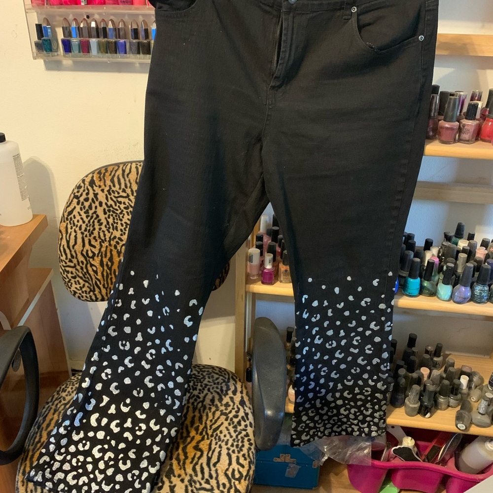 DG2 by Diane Gilman black glitter jeans